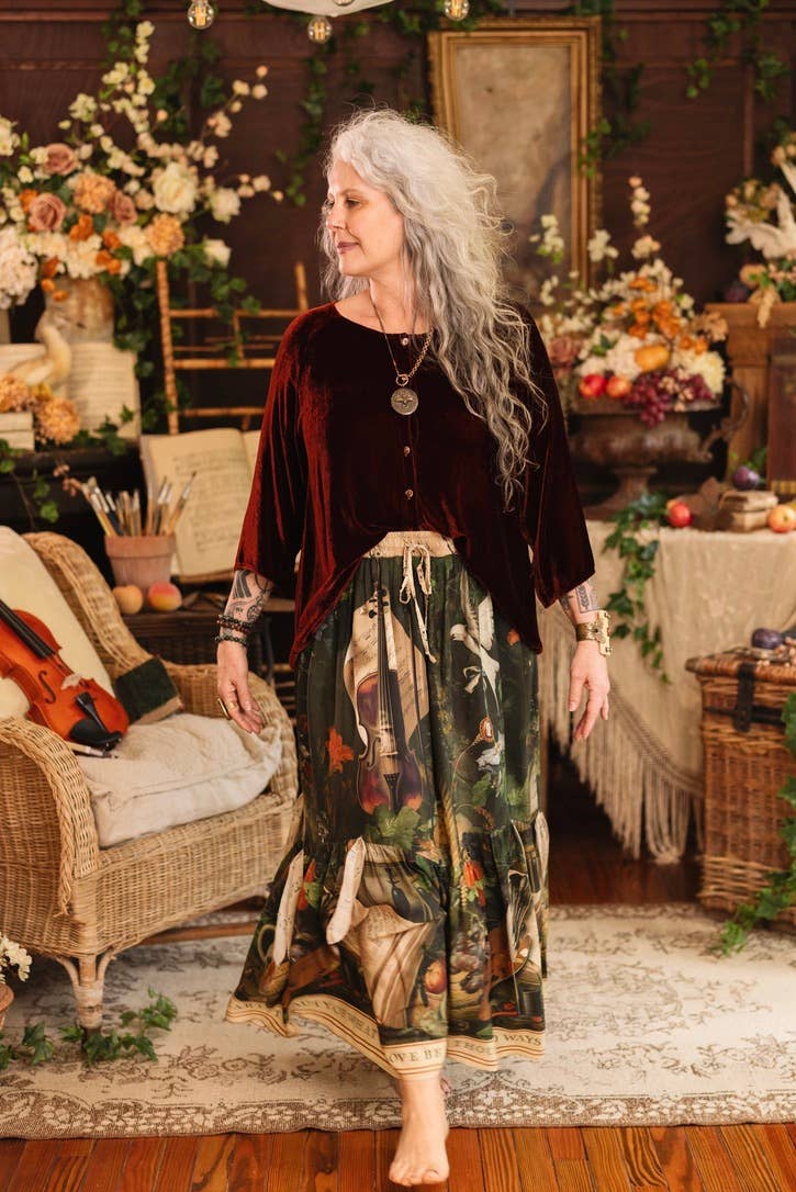 Additional view of Labour of Love Maxi Length Atelier Skirt with florals & violin from Robin Boutique.