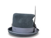 Ashgrove - Petite Gray Victorian Style Furfelt Top Hat Robin Boutique