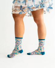 Pisces Zodiac Shimmer Sheer Crew Sock