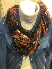 Beaded Scarf in Rust and Black - Handmade by Artisans Robin Boutique