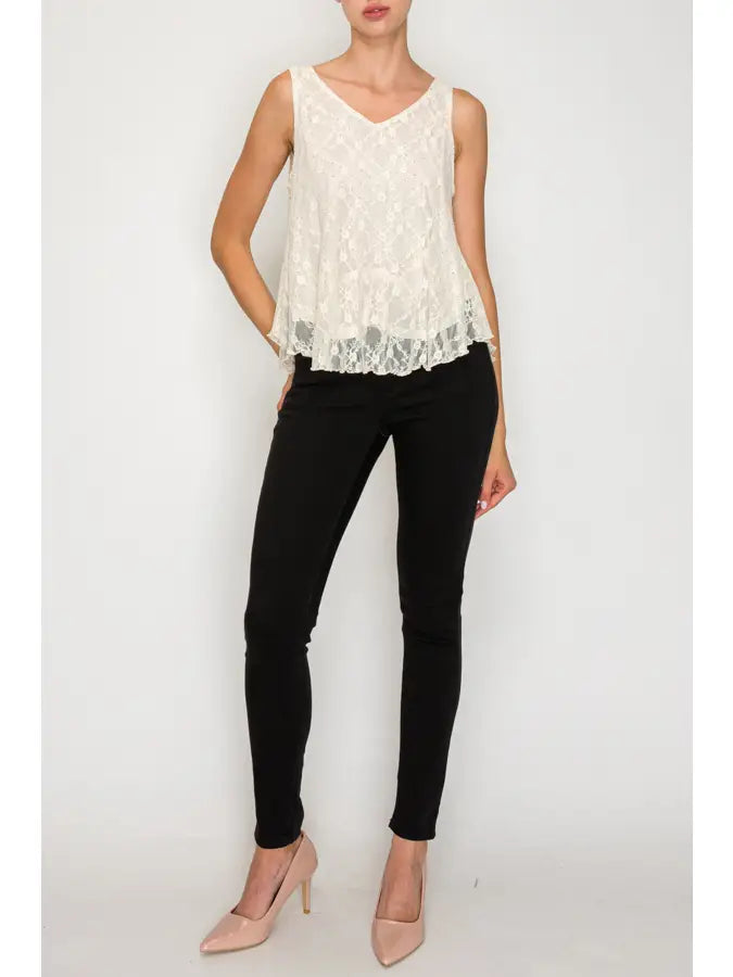 Sparkly Lace Tank Top by Origami
