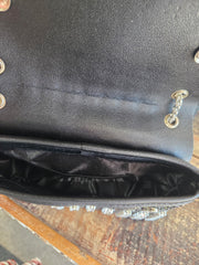 inside of Black Rhinestone Evening Bag Robin Boutique