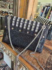 Back of Black Rhinestone Evening Bag Robin Boutique