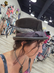 Ashgrove - Petite Gray Victorian Style Furfelt Top Hat