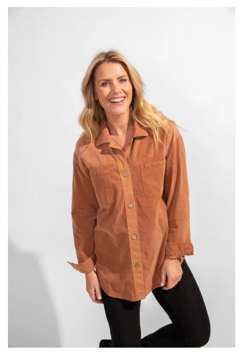 Corduroy Stretch Shacket by Escape - Robin Boutique-Boutique 