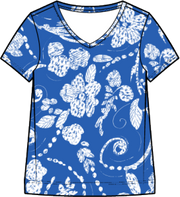 Additional view of Vintage Scroll Short Sleeve V-Neck Tee by Escape from Robin Boutique.