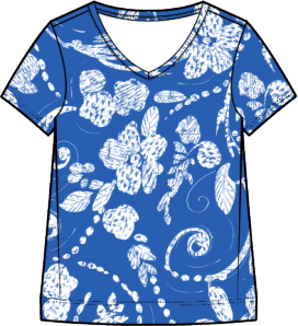 Additional view of Vintage Scroll Short Sleeve V-Neck Tee by Escape from Robin Boutique.