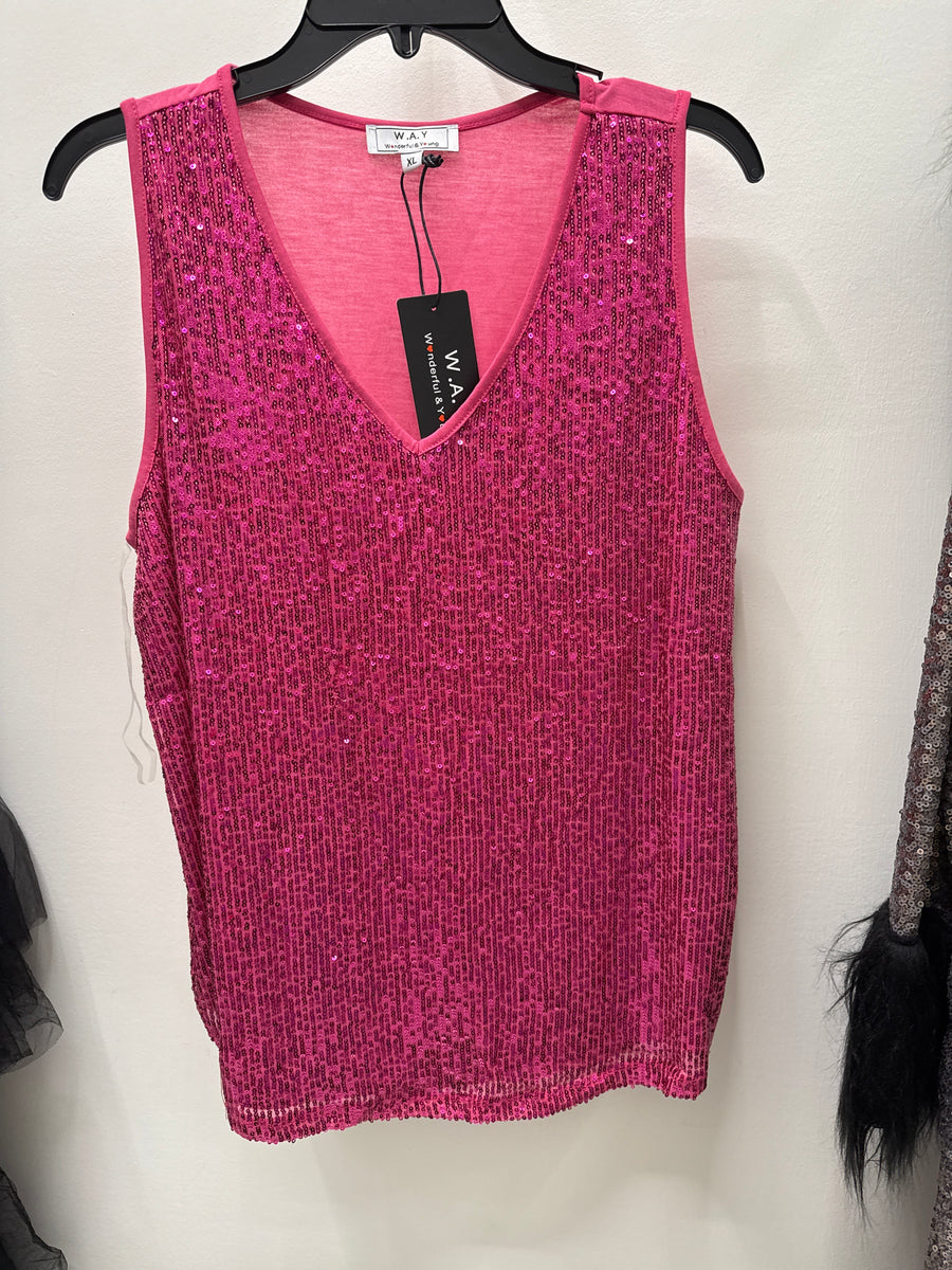 Sleeveless Sequin Evening Tank Top