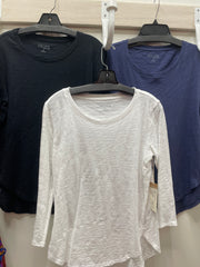 Solid Cotton Slub 3/4 Sleeve High-Low Tee by Escape