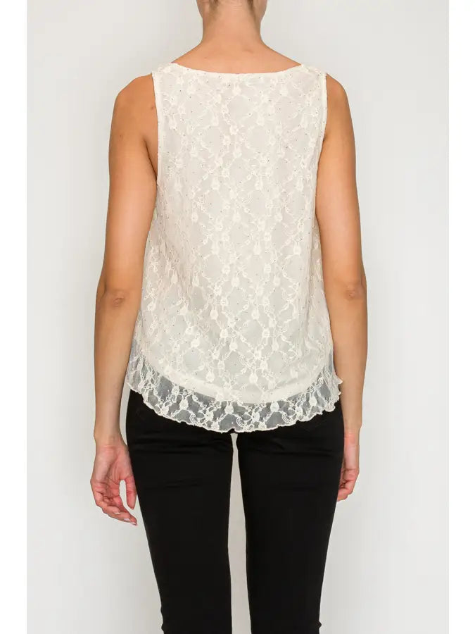 Sparkly Lace Tank Top by Origami