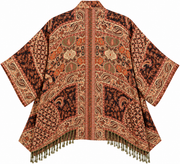 Bohemian Tapestry Kimono Jacket with Fringe