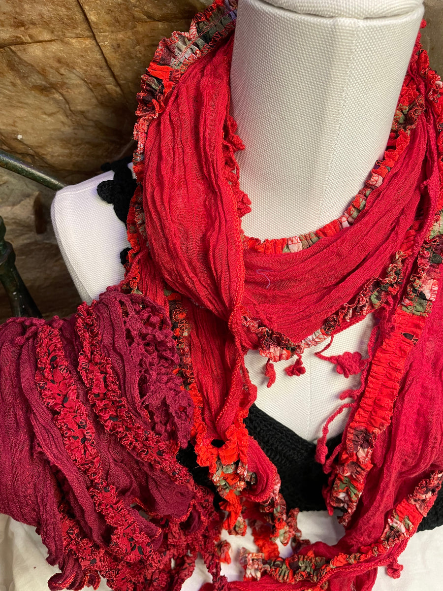 Boho Mixed Tassel Handmade Scarf Necklace