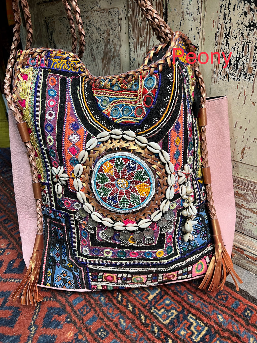 Upcycled Embroidered Market Braided Tote by Kantha Bae