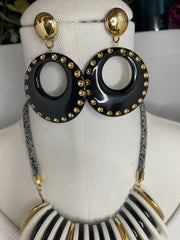 Black Acrylic Hoop Earrings by The Vintage Jewel
