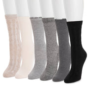 MUK LUKS Women's 6 Pack Whisper Soft Crew Socks 8 Inch