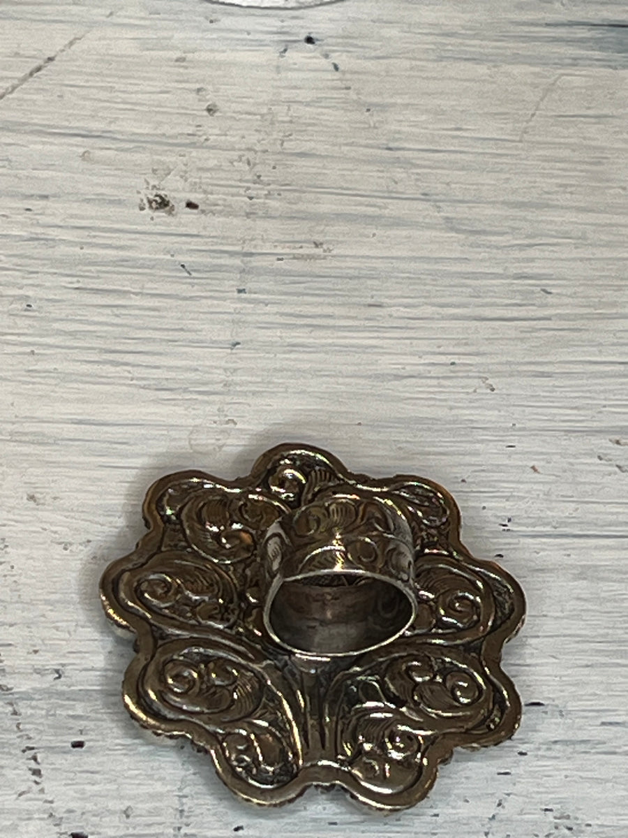 Turquoise Flower Adjustable Ornate Ring