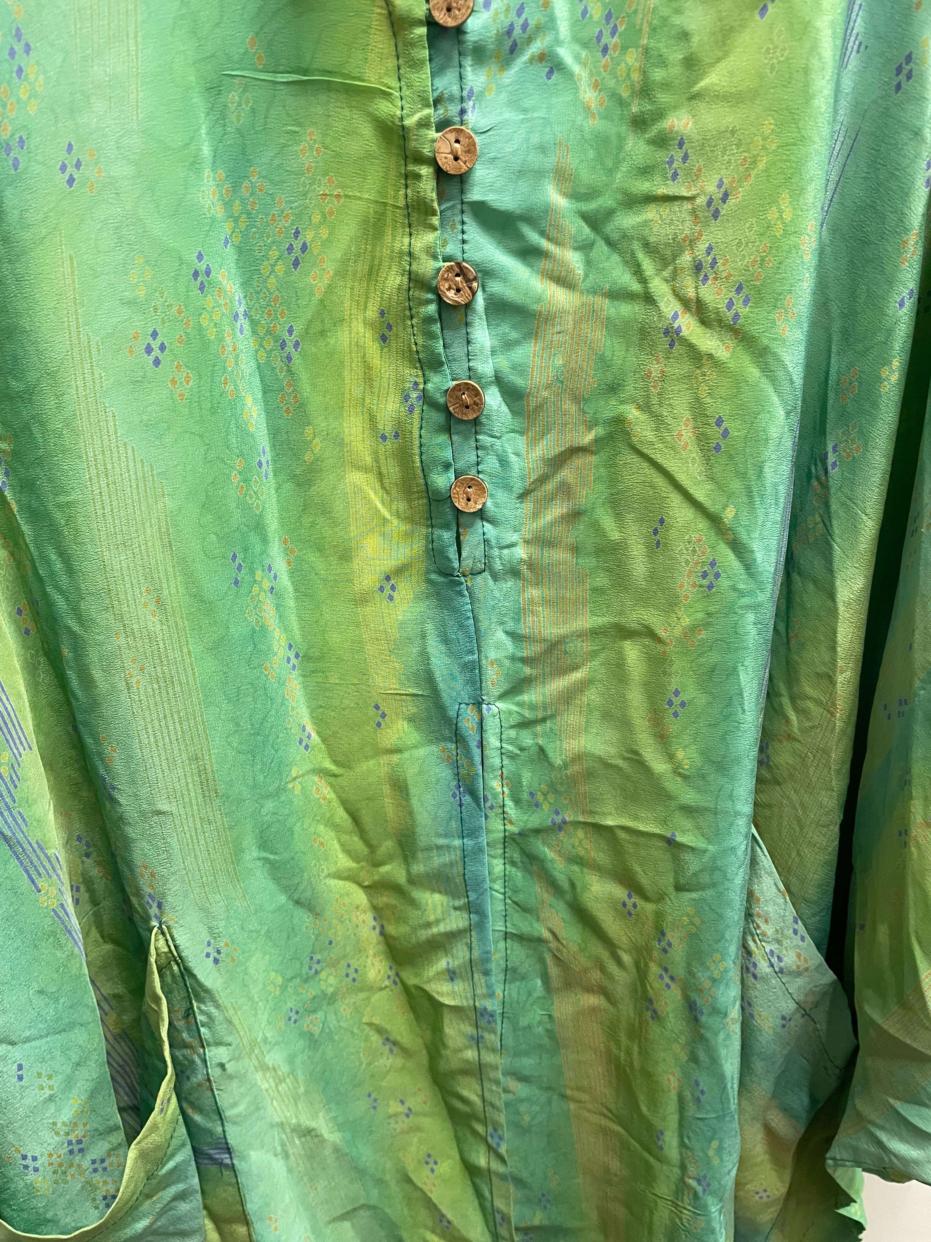 Crepe Sari Gaia Split Tunic #050 by Kantha Bae