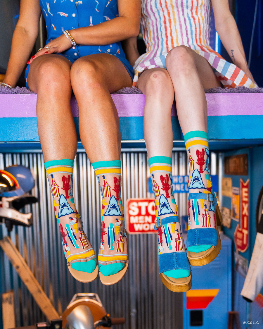 NEW STYLE: JAWS 50th Anniversary Sheer Crew Sock Robin Boutique