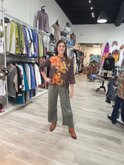 Ruffled Hem Mineral Wash Pants by The Paper Lace