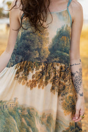 Awakening Bohéme Printed Long Maxi Slip Dress w/ Landscape