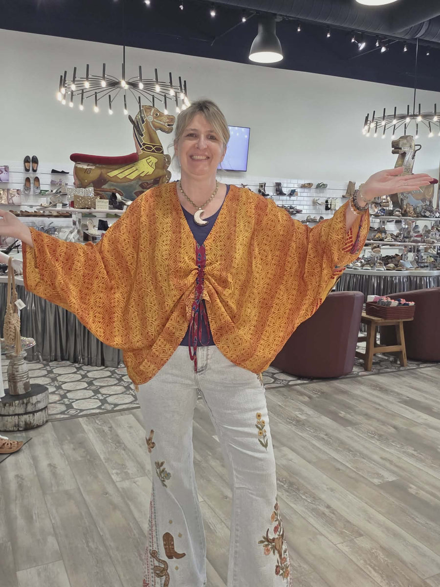 Crepe Silk Butterfly Top #020 by Kantha Bae