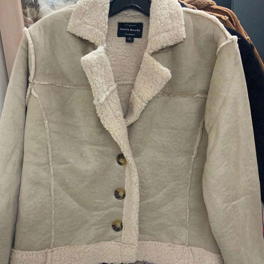 Faux suede Shearling lined short coat HMJ20963 - Robin Boutique-Boutique 