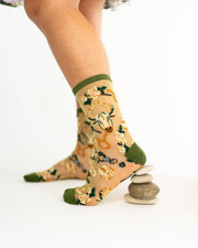 Taurus Zodiac Shimmer Sheer Crew Sock