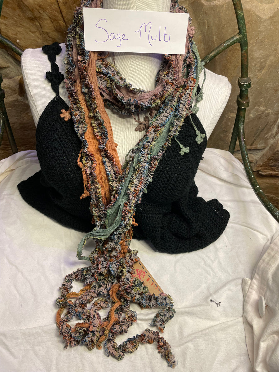 Boho Mixed Tassel Handmade Scarf Necklace
