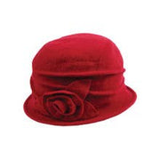 Boiled Wool Ribbed Hat and Flower