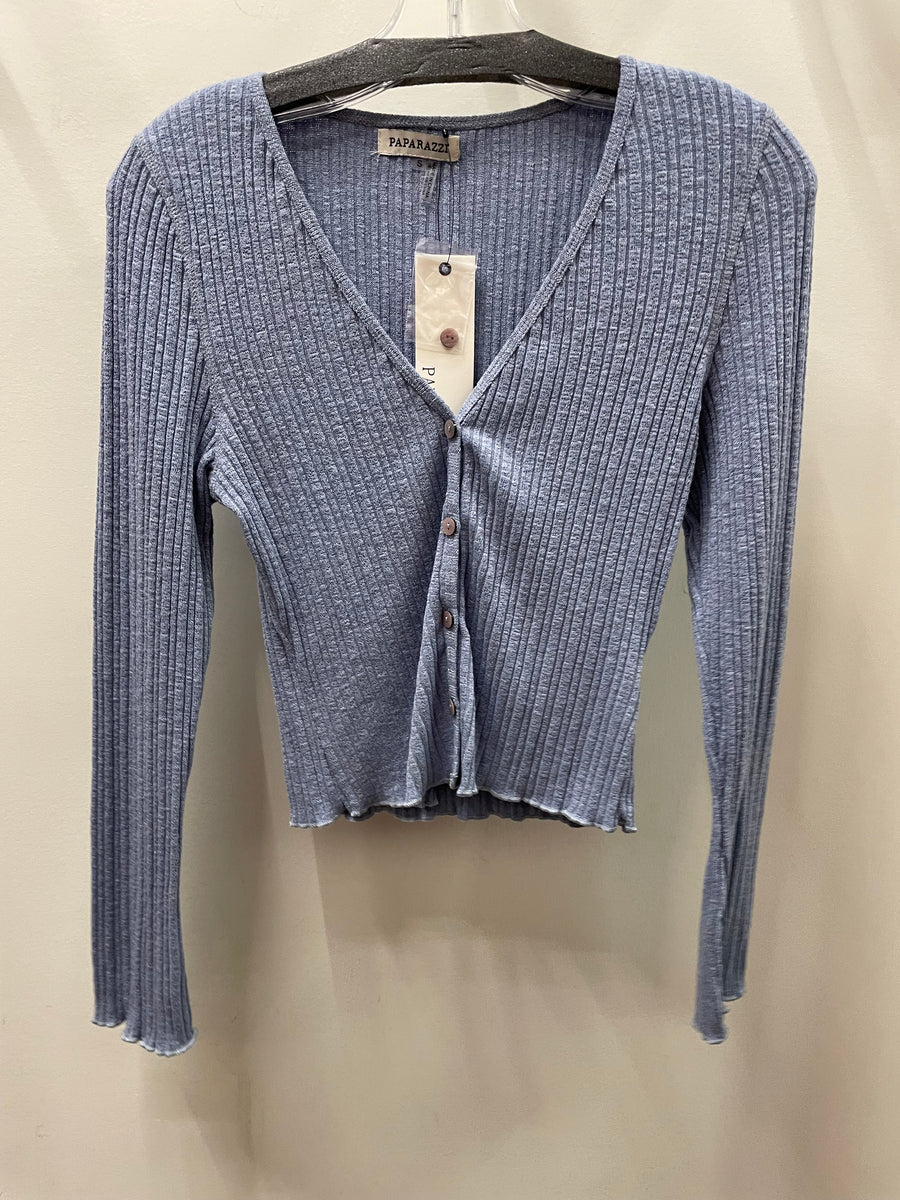 Poor Boy Rib Knit Cropped Cardigan