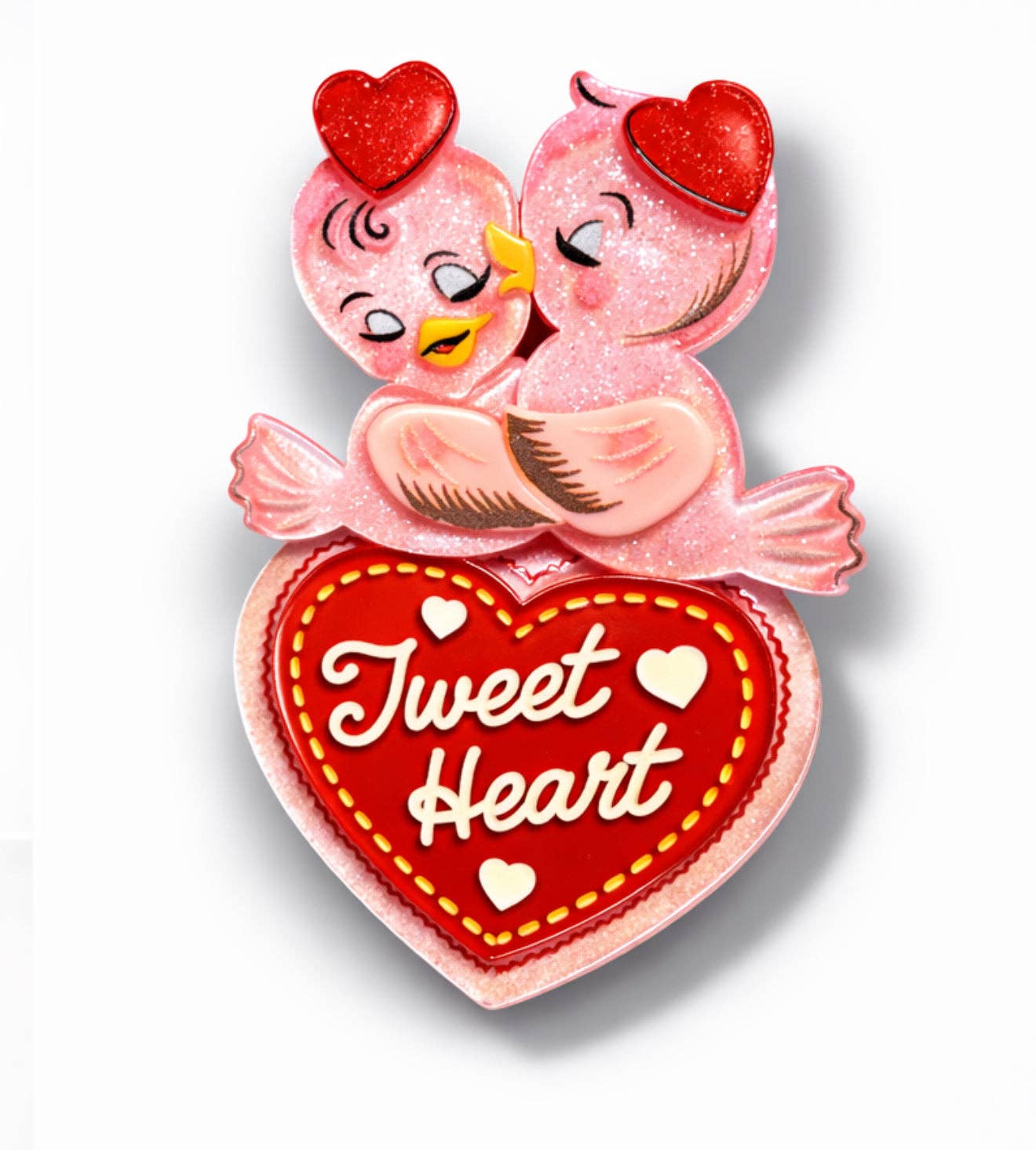 Tweet Heart Brooch by 50's Vintage Dame x Lipstick & Chrome Robin Boutique