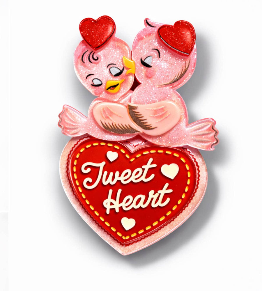 Tweet Heart Brooch by 50's Vintage Dame x Lipstick & Chrome Robin Boutique