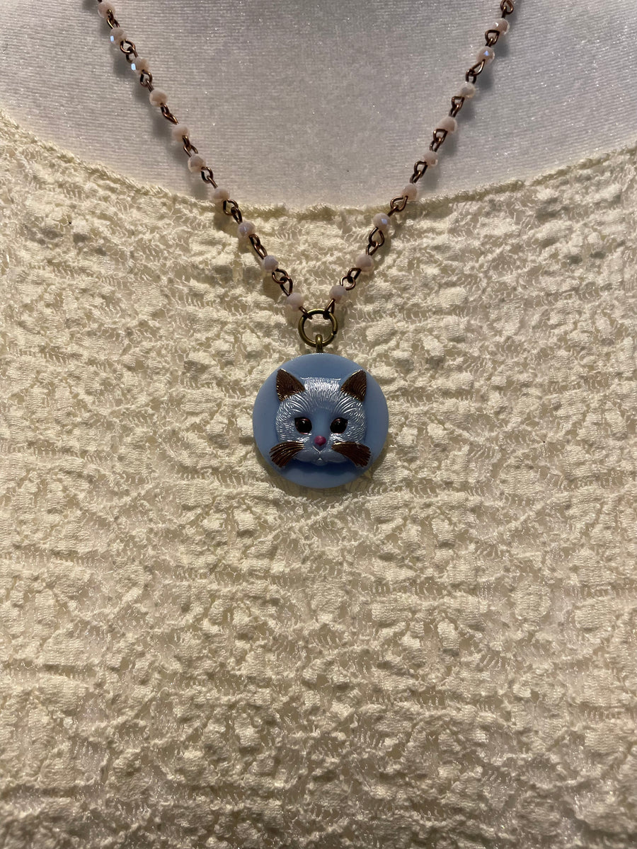 Vintage Cat Cameo Necklace by Gina