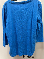 Solid Cotton Slub 3/4 Sleeve High-Low Tee by Escape