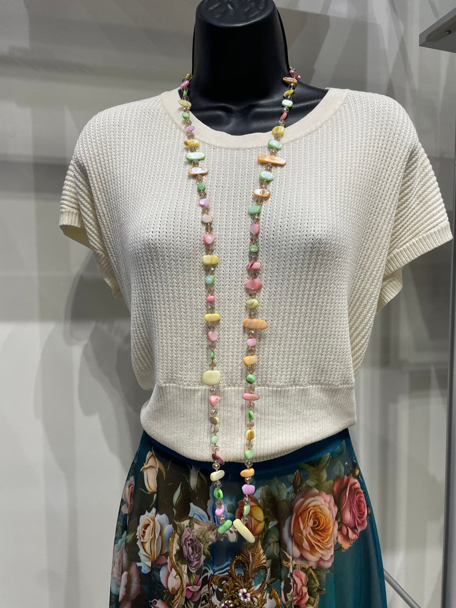 Tidal Glow Irregular Shell & Glass Necklace