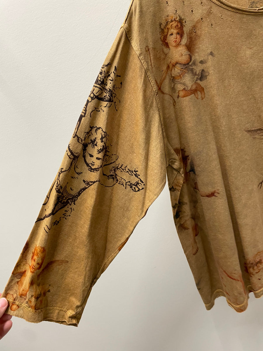 Driftwood Day Tee in Vintage Cherub Print by Paper Lace