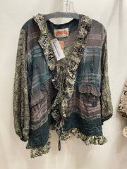 Crepe Sari Ruffle Daisy Blouse #174 by Kantha Bae