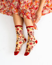 Aries Zodiac Shimmer Sheer Crew Sock