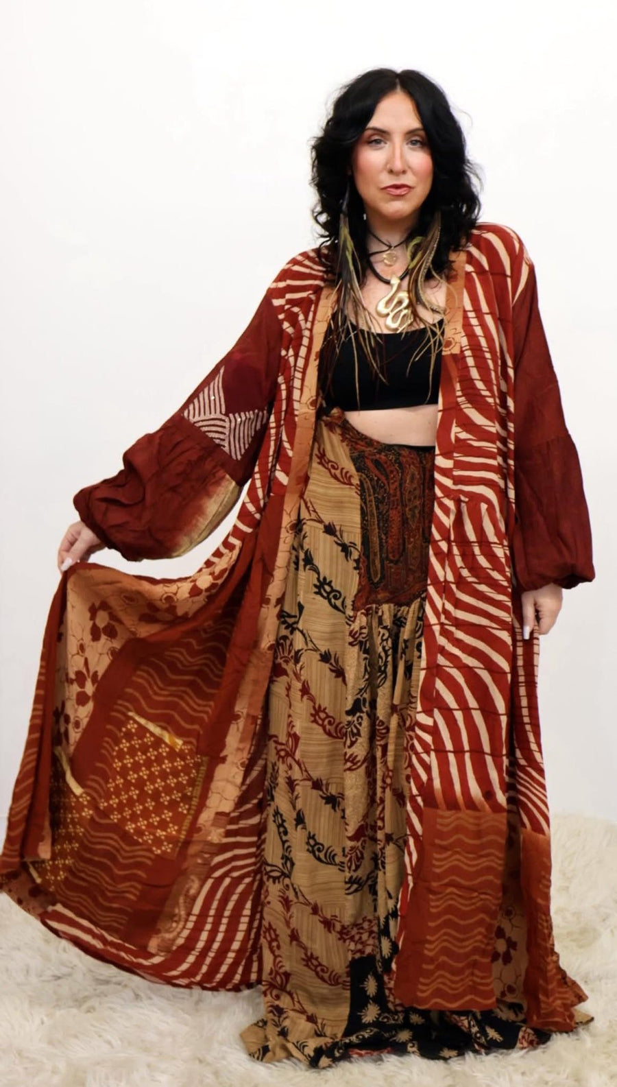 Crepe Sari Evermore Kimono #205 by Kantha Bae