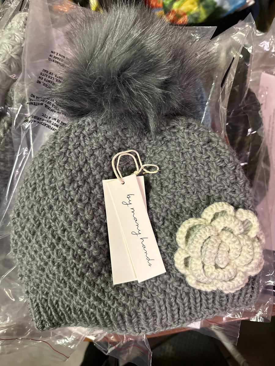 Chantilly Knit Beanie By Many Hands with flower