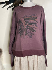 Feather Head High-Lo Tunic Sweatshirt by Paper Lace