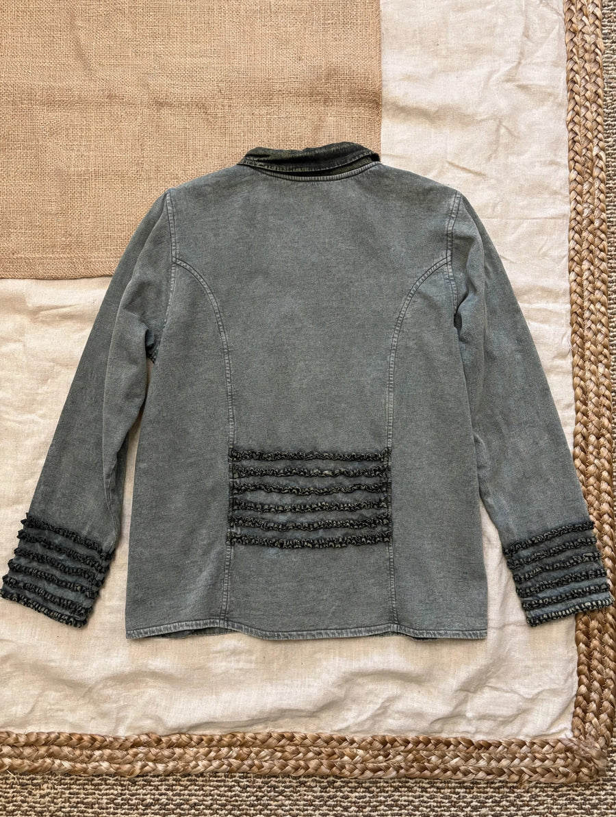 Ruffle Trim Mineral Wash Jacket by The Paper Lace