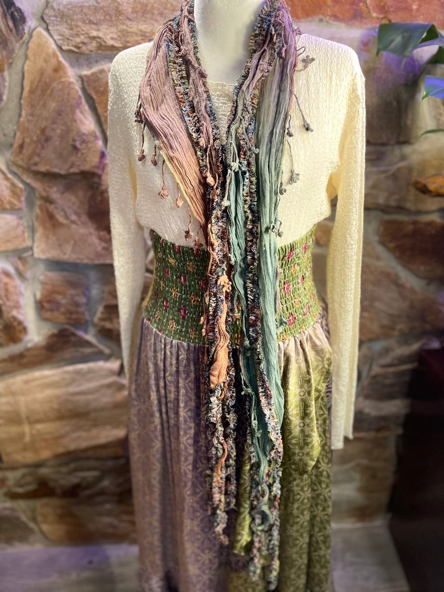 Boho Mixed Tassel Handmade Scarf Necklace