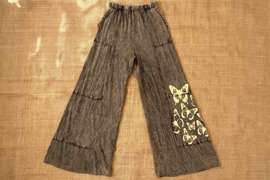 Butterfly Drift Mineral Wash Wide Leg Pant by I Love Linen