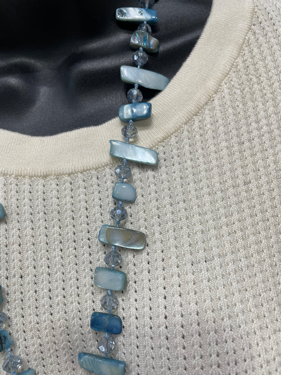 Tidal Glow Irregular Shell & Glass Necklace