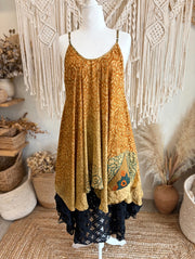 Rasgulla Sari Moonchild Mini Dress #084 by Kantha Bae
