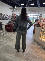 Ruffled Hem Mineral Wash Pants by The Paper Lace