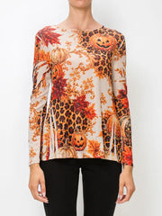 Sparkly Sheer Mesh Layering Shirt in Fall Leopard by Origami