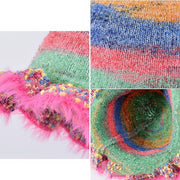 Colorful Mohair-Feel Ruffle Knit Beanie