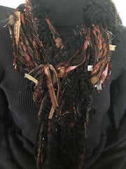 Beaded Scarf in Rust and Black - Handmade by Artisans Robin Boutique